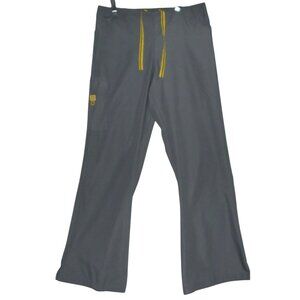 Wonder Wink Scrubs Pants Womens Size Medium x 31" Gray Yellow Drawstring Cargo